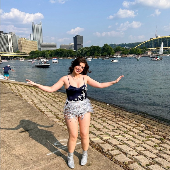 Silver sparkly iridescent Tassel sequin Skirt Wrap Skirt Costume concert dance - Picture 11 of 11